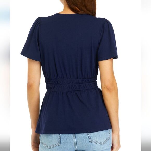 Crown & Ivy Smocked Split Neck Top - Picture 3 of 11